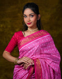 Half Tissue Silk Bandha Saree — Pink with Subtle Sheen, Festive & Wedding Wear