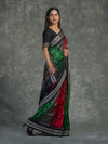 Red & Green Mulberry Silk Odisha Bomkai Patli Saree - Border and weave close-up