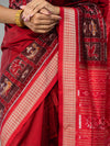 Rich Red Pure Mulberry Silk Handwoven Single Luxury Ikat Saree | Odisha Handloom