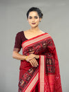 Rich Red Pure Mulberry Silk Handwoven Single Luxury Ikat Saree | Odisha Handloom
