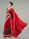 Rich Red Pure Mulberry Silk Handwoven Single Luxury Ikat Saree | Odisha Handloom