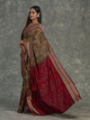 Mustard & Olive Sambalpuri Cotton Ikat Saree - Body motifs and craftsmanship
