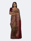Mustard & Olive Sambalpuri Cotton Ikat Saree - Full drape view