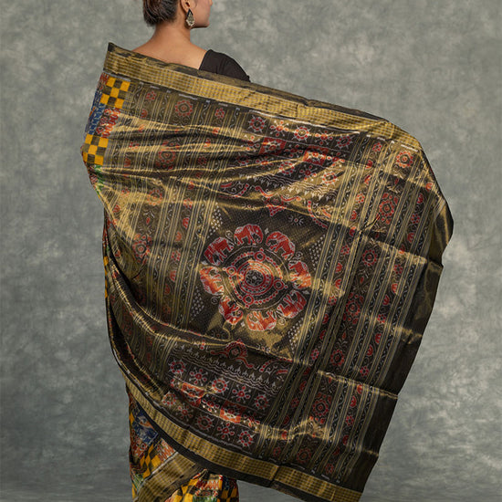 Multicoloured Utkala Laxmi Sonepur Tissue Silk Saree - Fabric texture and drape