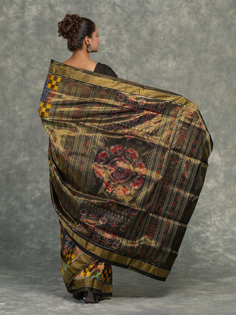 Multicoloured Utkala Laxmi Sonepur Tissue Silk Saree - Fabric texture and drape