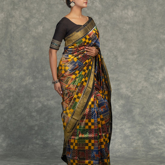 Multicoloured Utkala Laxmi Sonepur Tissue Silk Saree - Pallu and anchal detail