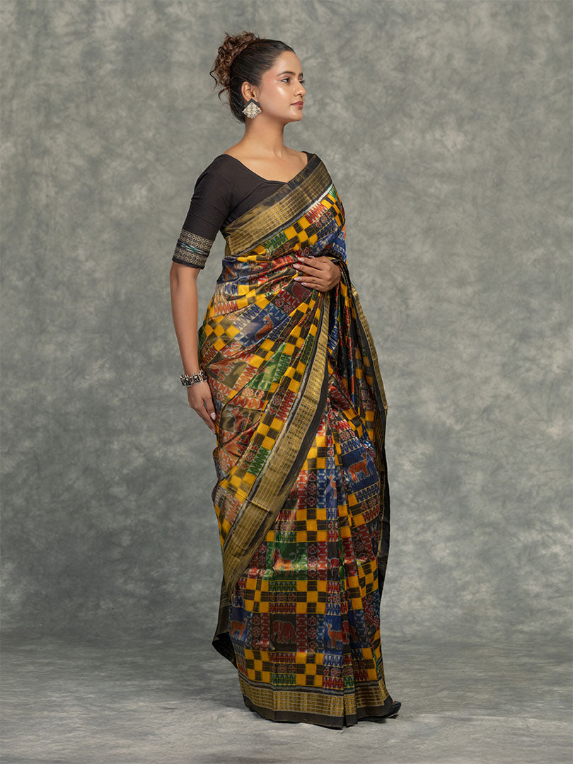 Multicoloured Utkala Laxmi Sonepur Tissue Silk Saree - Pallu and anchal detail
