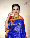 Tissue Bandha Silk Saree – Royal Blue with Red Border | Odisha Ikat | 100% Tissue Silk
