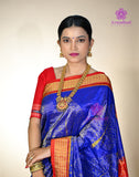 Tissue Bandha Silk Saree – Royal Blue with Red Border | Odisha Ikat | 100% Tissue Silk