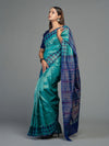 Turquoise Extra Weft Cotton Tissue Ikat Saree - Body motifs and craftsmanship
