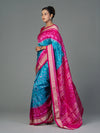 Magenta & Turquoise Mulberry Silk Single Ikat Saree - Body motifs and craftsmanship