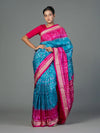 Magenta & Turquoise Mulberry Silk Single Ikat Saree - Fabric texture and drape