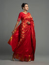 Red & Gold Handwoven Full Tissue Silk Royal Saree - Border and weave close-up