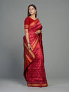 Deep Red & Gold Half Tissue Silk Single Ikat Saree - Body motifs and craftsmanship