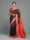 Black & Rust Pure Mulberry Silk Single Ikat Saree - Body motifs and craftsmanship
