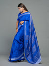 Exclusive Blue Pure Mulberry Silk Bomkai Saree - Fabric texture and drape