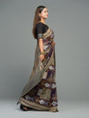 Deep Purple & Olive Fine Cotton Double Ikat Saree - Body motifs and craftsmanship
