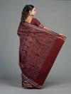 Olive Green Fine Cotton Double Ikat Saree - Pallu and anchal detail