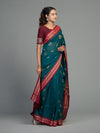 Deep Teal & Maroon Cotton Bomkai Saree - Body motifs and craftsmanship