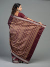 Deep Wine & Plum Mulberry Silk Single Ikat Saree - Border and weave close-up
