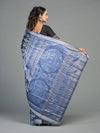 Black & Grey Pure Mulberry Silk Double Ikat Saree - Pallu and anchal detail