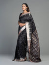 Berhampuri Black Half Tissue Silk Bomkai Saree - Fabric texture and drape