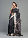 Berhampuri Black Half Tissue Silk Bomkai Saree - Additional weave view