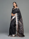 Berhampuri Black Half Tissue Silk Bomkai Saree - Handloom detail shot