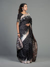 Berhampuri Black Half Tissue Silk Bomkai Saree - Body motifs and craftsmanship