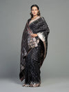 Berhampuri Black Half Tissue Silk Bomkai Saree - Border and weave close-up