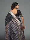 Berhampuri Black Half Tissue Silk Bomkai Saree - Blouse piece and border view