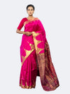 Magenta & Wine Berhampur Silk Tissue Saree - Full drape view