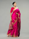 Magenta & Wine Berhampur Silk Tissue Saree - Border and weave close-up