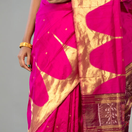 Magenta & Wine Berhampur Silk Tissue Saree - Body motifs and craftsmanship