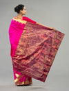 Magenta & Wine Berhampur Silk Tissue Saree - Pallu and anchal detail