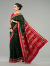 Forest Green & Red Pure Cotton Bomkai Saree - Body motifs and craftsmanship