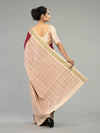 Wine Red & Cream Pure Cotton Bomkai Saree - Body motifs and craftsmanship