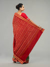 Green & Red Pure Cotton Double Ikat Saree - Body motifs and craftsmanship