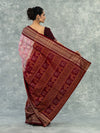 Dusty Rose & Maroon Pure Cotton Single Ikat Saree - Body motifs and craftsmanship