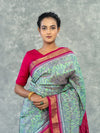 Luxury Green & Mauve Pure Silk Tissue Saree - Fabric texture and drape