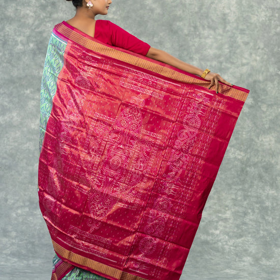 Luxury Green & Mauve Pure Silk Tissue Saree - Body motifs and craftsmanship
