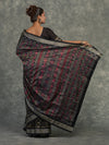 Black & Yellow Mulberry Silk Odisha Ikat Saree - Body motifs and craftsmanship